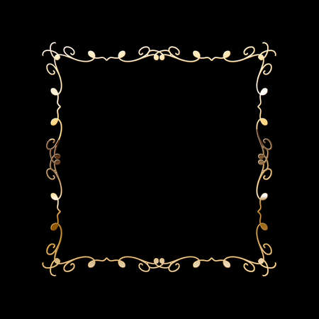 Vector luxury golden calligraphic frame for text. Simple elegant shiny design element.のイラスト素材