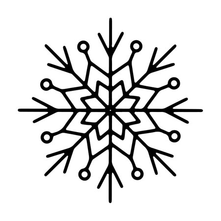 Simple Outline Snowflake Sign. Doodle Snowflake Icon.のイラスト素材