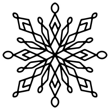 Simple Outline Snowflake Sign. Doodle Snowflake Icon.のイラスト素材