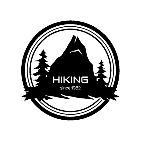 Mountain Icon. Hiking and Travel Company Emblem. Simple Vector Design Element.のイラスト素材