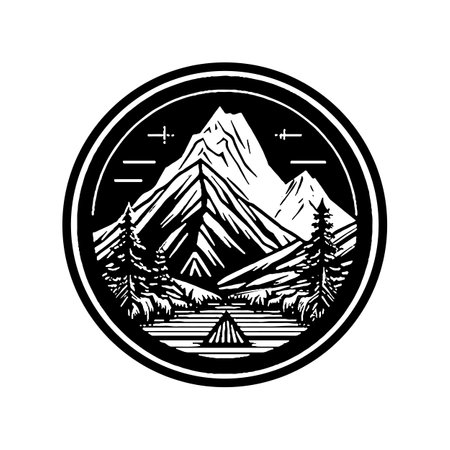 Mountain Icon. Hiking and Travel Company Emblem. Simple Vector Design Element.のイラスト素材