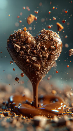 Tasty Yummy Homemade Sweet Cookies. Chocolate and Raspberry Heart Shape Pastry Dessert. Food Photo Background. Valentines Day Composition.の素材
