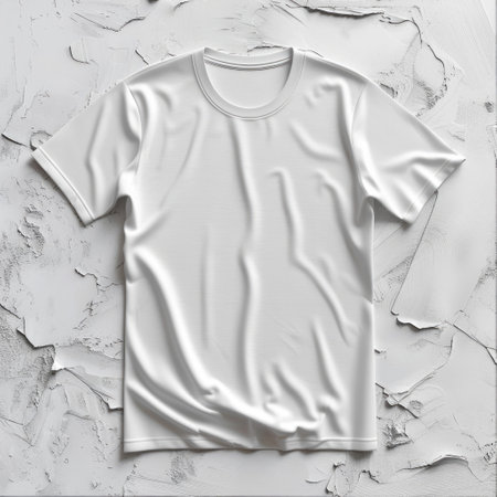 White Blank T-shirt Template on White Background. Mockup for Print and Advertisingの素材