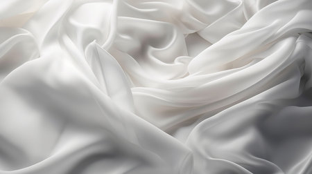 Beautiful Wavy Silk Background. Rippled Satin Wallpaper. Ai Generativeの素材