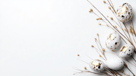 Easter Eggs with Neutral Background and Copy Spaceの素材