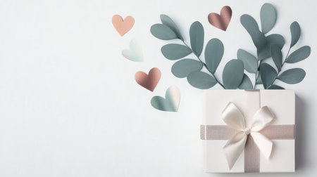 Neutral Gift Box with Heart Decorations for Multiple Occasionsの素材