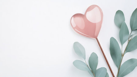 Heart-Shaped Lollipop on Pastel Background for Valentines Dayの素材