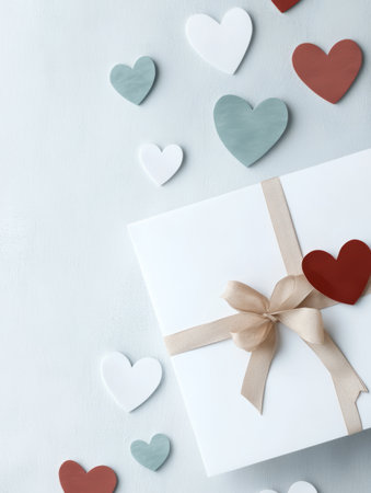 Pastel Valentines Day Abstract Hearts Flat Lay Backgroundの素材