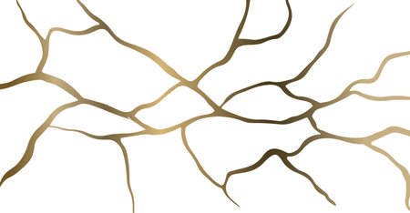 Golden Kintsugi crack texture overlay background. Distressed ckackle trendy minimalist wallpaper texture.のイラスト素材