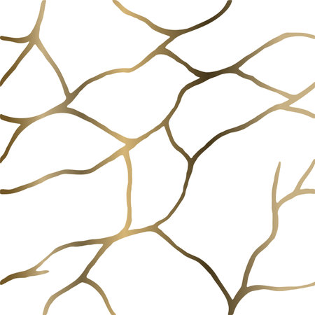 Golden Kintsugi crack texture overlay background. Distressed ckackle trendy minimalist wallpaper texture.のイラスト素材