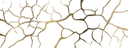 Golden Kintsugi crack texture overlay background. Distressed ckackle trendy minimalist wallpaper texture.のイラスト素材