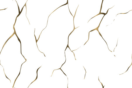 Golden Kintsugi crack texture overlay background. Distressed ckackle trendy minimalist wallpaper texture.のイラスト素材