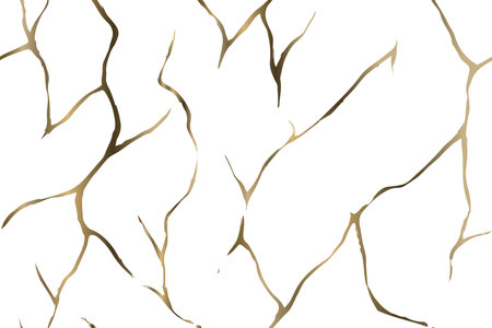 Golden Kintsugi crack texture overlay background. Distressed ckackle trendy minimalist wallpaper texture.のイラスト素材