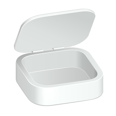 Open White Product Plastic Package Round Corners Box On White Backgroundのイラスト素材