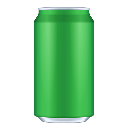 Green Blank Metal Aluminum Beverage Drink Can. Illustration Isolated. Mock Up Template Ready For Your Design. Vectorのイラスト素材