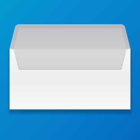 White Gray Blank Envelope. Illustration Isolated On Bluey Background. Mock Up Template Ready For Your Design. Vector White Gray Blank Envelope. Illustration Isolated On Bluey Background. Mock Up Template Ready For Your Design. Vector