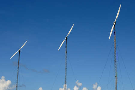 wind turbines in a blue sky