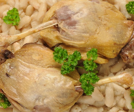 duck confit with mogette beansの写真素材