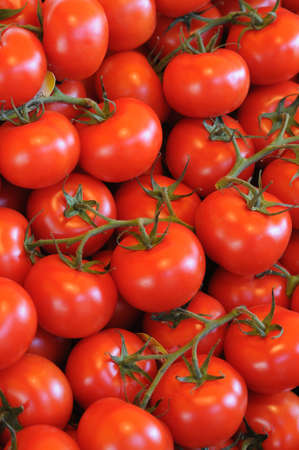 stall of tomatoes at the marketの写真素材