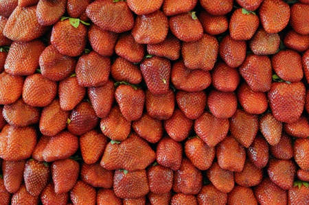 stall of strawberries at the marketの写真素材
