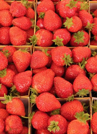 stall of strawberries at the marketの写真素材