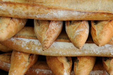 French breads in a bakeryの写真素材