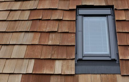 wooden tiles on a roofの写真素材