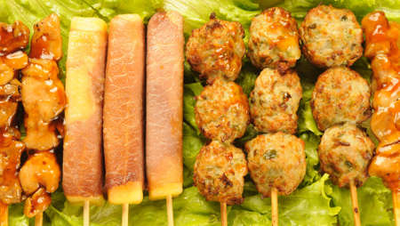 an assortment of different yakitoriの写真素材