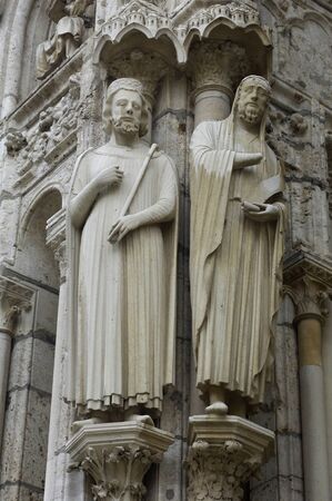 statues on the porch of the Chartres cathedral