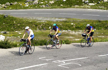 cyclists on a mountain roadのeditorial素材