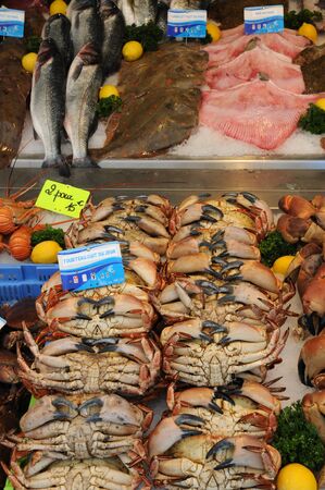 crabs on the market in Normandyのeditorial素材