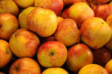 stall of apples on the marketの写真素材