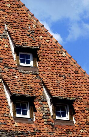 tiles on a roofの写真素材