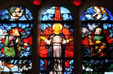 France, church Saint Martin of Trielのeditorial素材