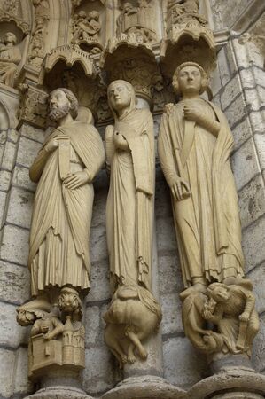 statues on the porch of the Chartres cathedral