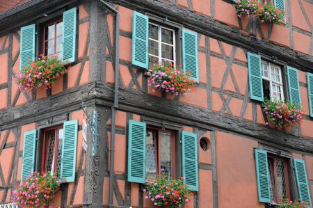 France, Alsace, renaissance house in Colmarのeditorial素材