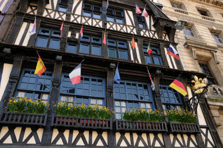 Normandy, picturesque old restaurant in Rouenのeditorial素材