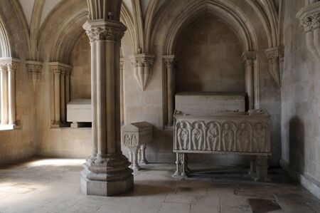 the cloister of Alcobaca monastery in Portugal のeditorial素材