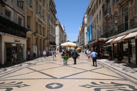Portugal, a pedestrian street in the center of Lisbonのeditorial素材