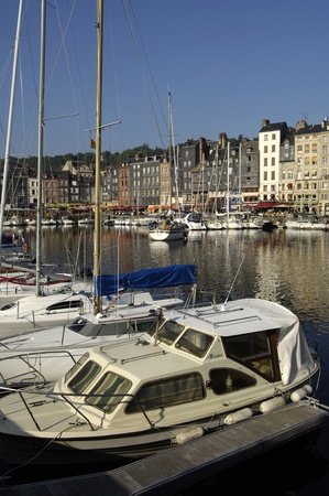 France, picturesque Vieux Bassin of Honfleur in Normandieのeditorial素材