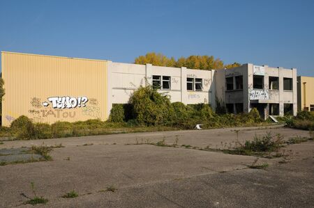 France, industrial wasteland in Les Mureauxのeditorial素材