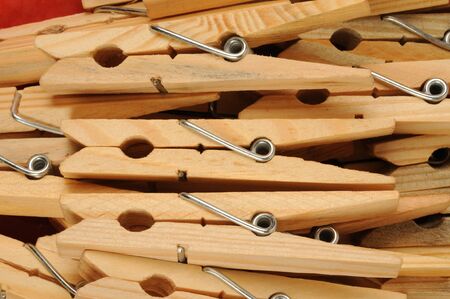 close up of a pile of clothes peg