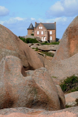 France, pink granit rocks in Ploumanac hの写真素材