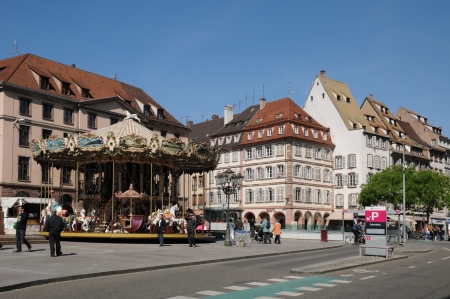 France, Alsace, La Place Gutenberg in Strasbourgのeditorial素材