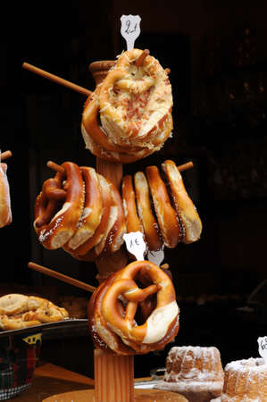 Alsace, pretzel in a pastry in Riquewihr