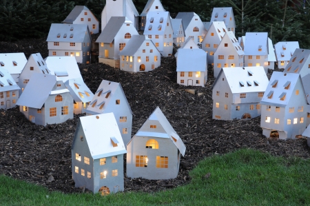 France, model village in Christmas market in Strasbourgの写真素材