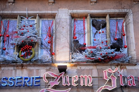 France, decoration on an old building in Strasbourgのeditorial素材