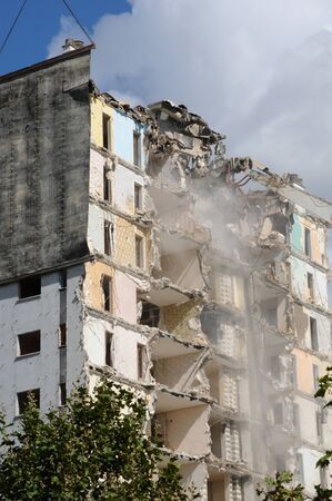 France, demolition of an old tower in Les mureauxの写真素材