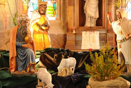 France, nativity scene in Triel sur Seine churchの写真素材