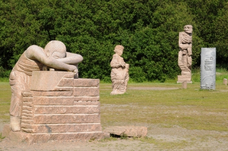 France, Le Parc des Sculpture in Ploumanac h in Brittanyの写真素材